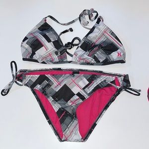 Hurley reversible bathing suit top with two bottoms